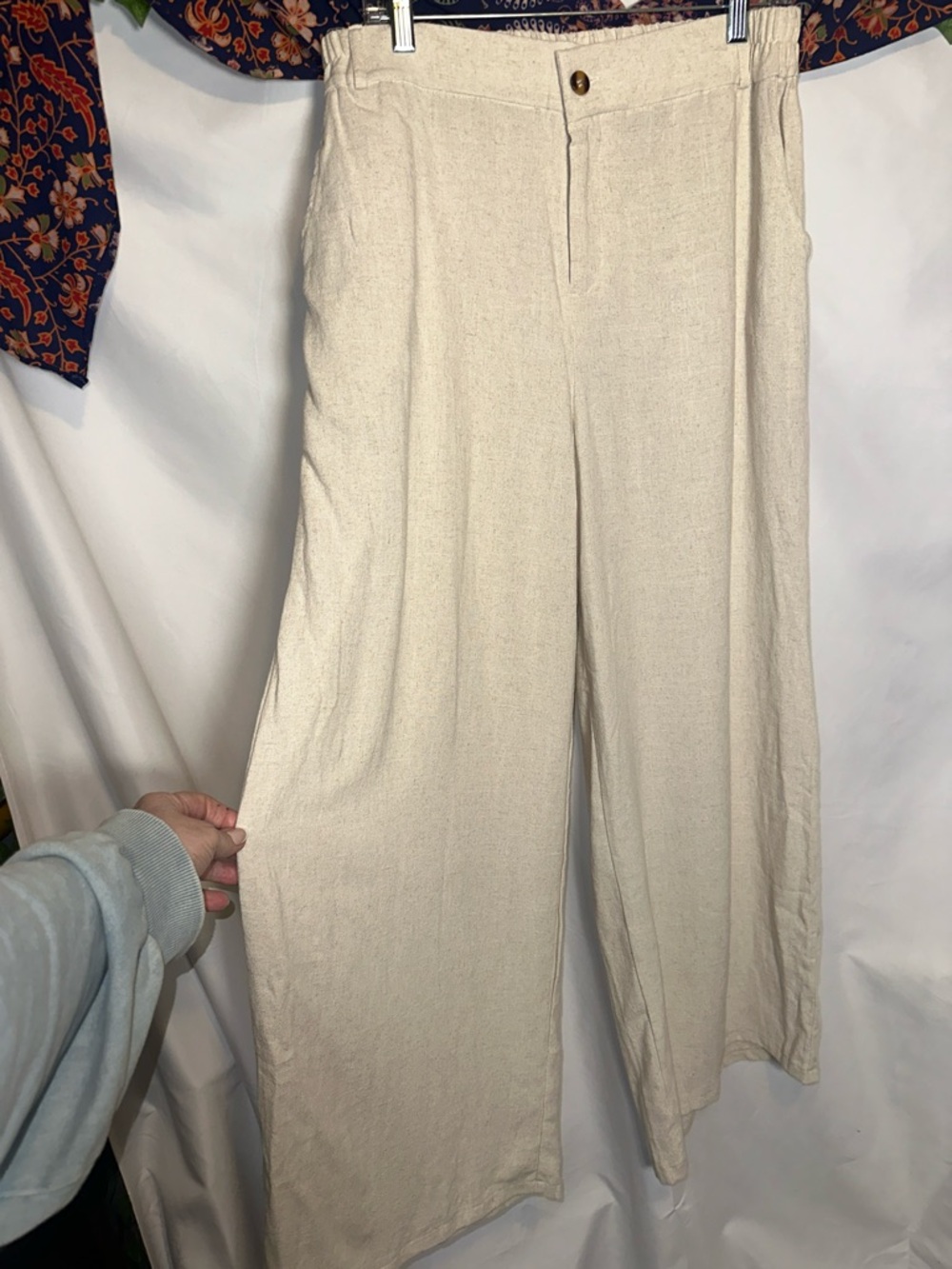 Fashion Brand Company Neutral Cream Wide-Leg Linen-Blend Pants